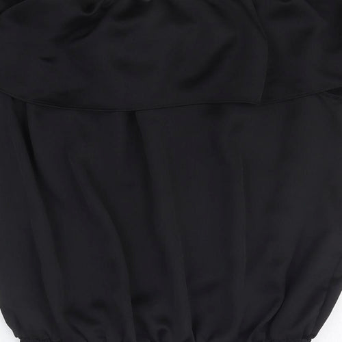 Star Womens Black Polyester Basic Blouse Size 14 Collared