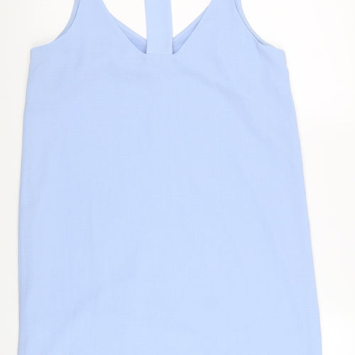 New Look Womens Blue Polyester Tank Dress Size 10 V-Neck Pullover