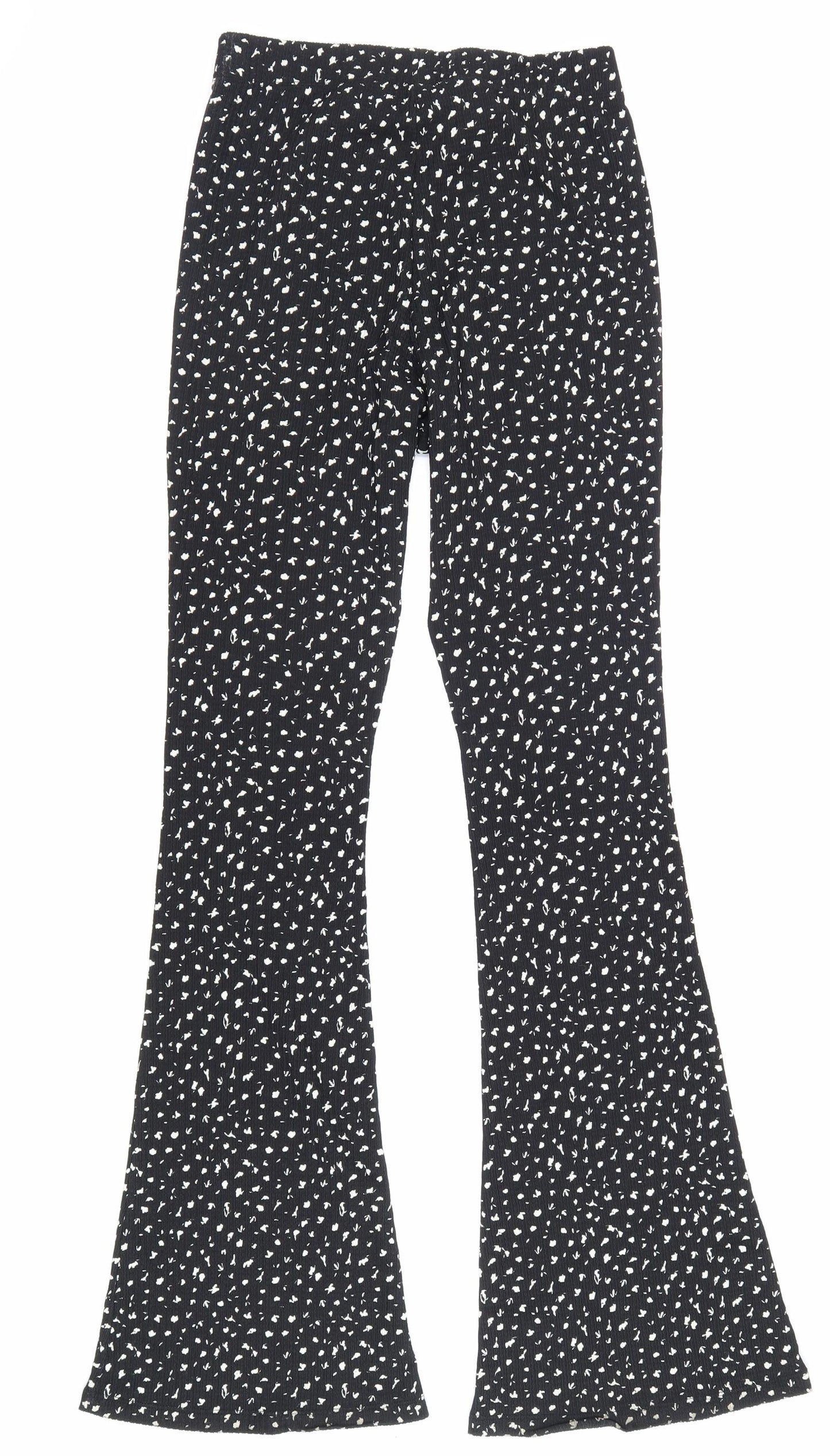 Topshop Womens Black Geometric Polyester Trousers Size 10 L33.5 in Regular