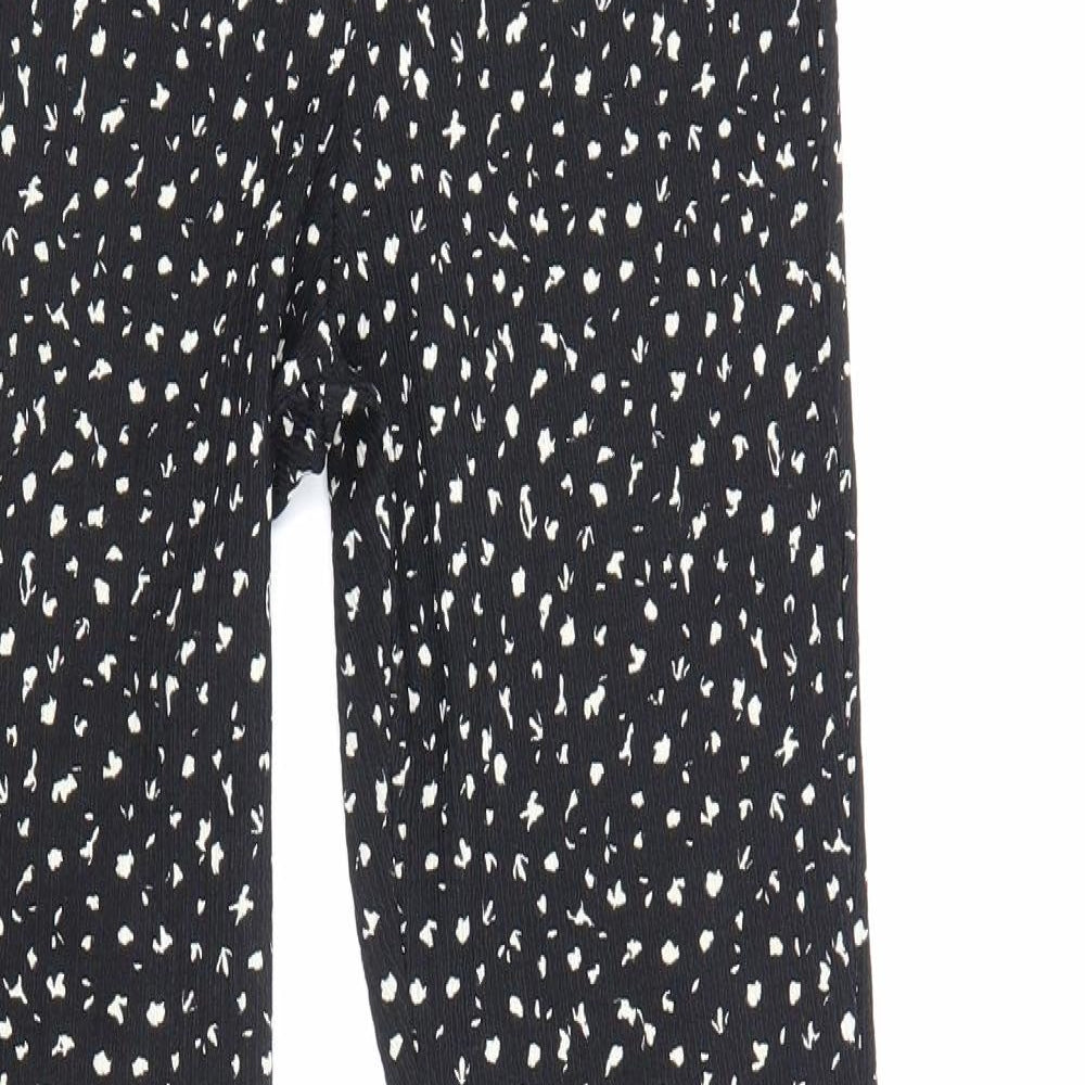 Topshop Womens Black Geometric Polyester Trousers Size 10 L33.5 in Regular