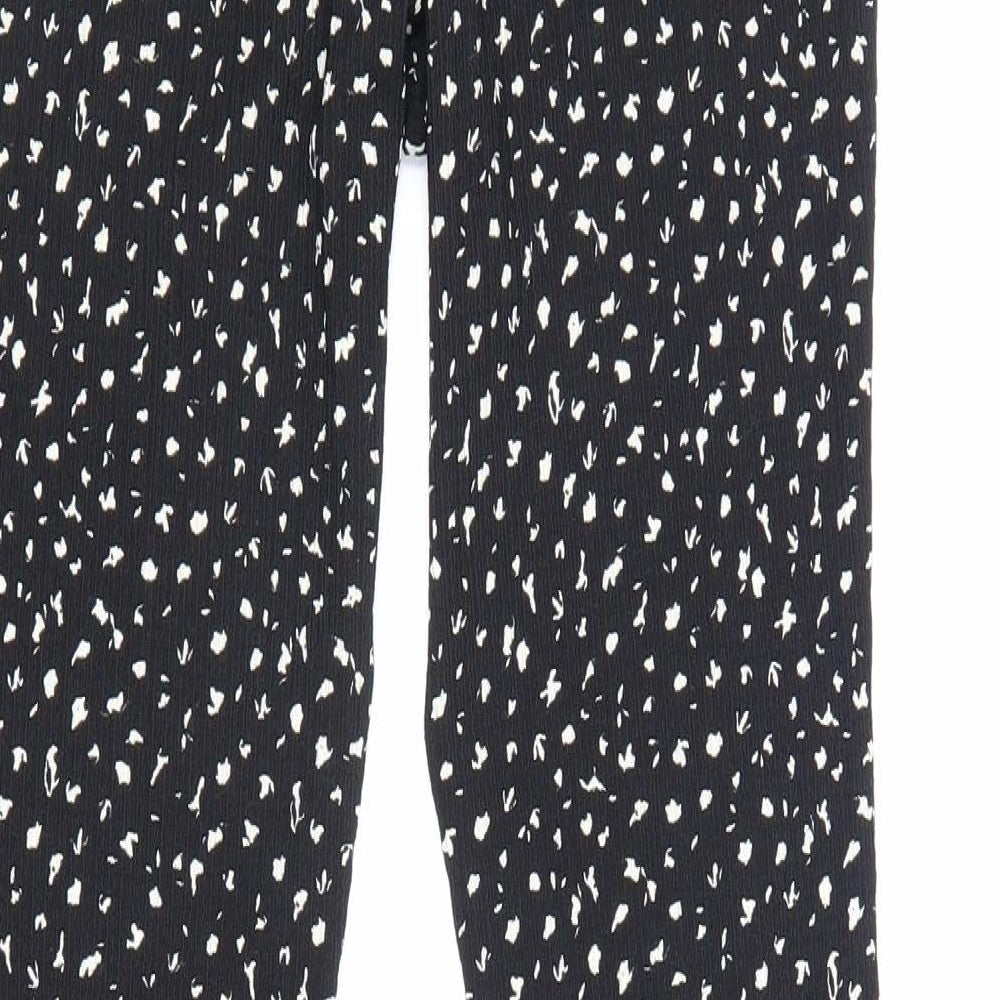 Topshop Womens Black Geometric Polyester Trousers Size 10 L33.5 in Regular