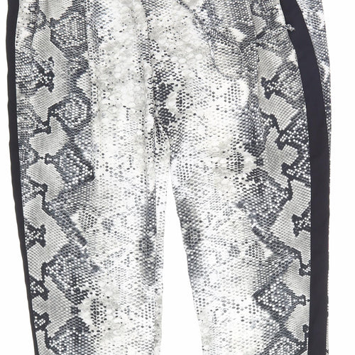 Primark Womens Grey Animal Print Polyester Trousers Size 10 L26 in Regular Lace Up - Snake Print