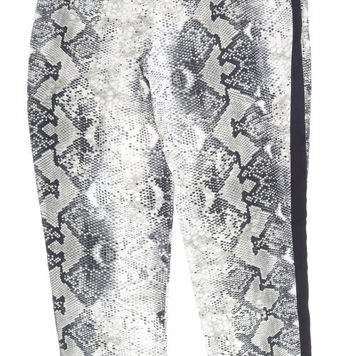 Primark Womens Grey Animal Print Polyester Trousers Size 10 L26 in Regular Lace Up - Snake Print