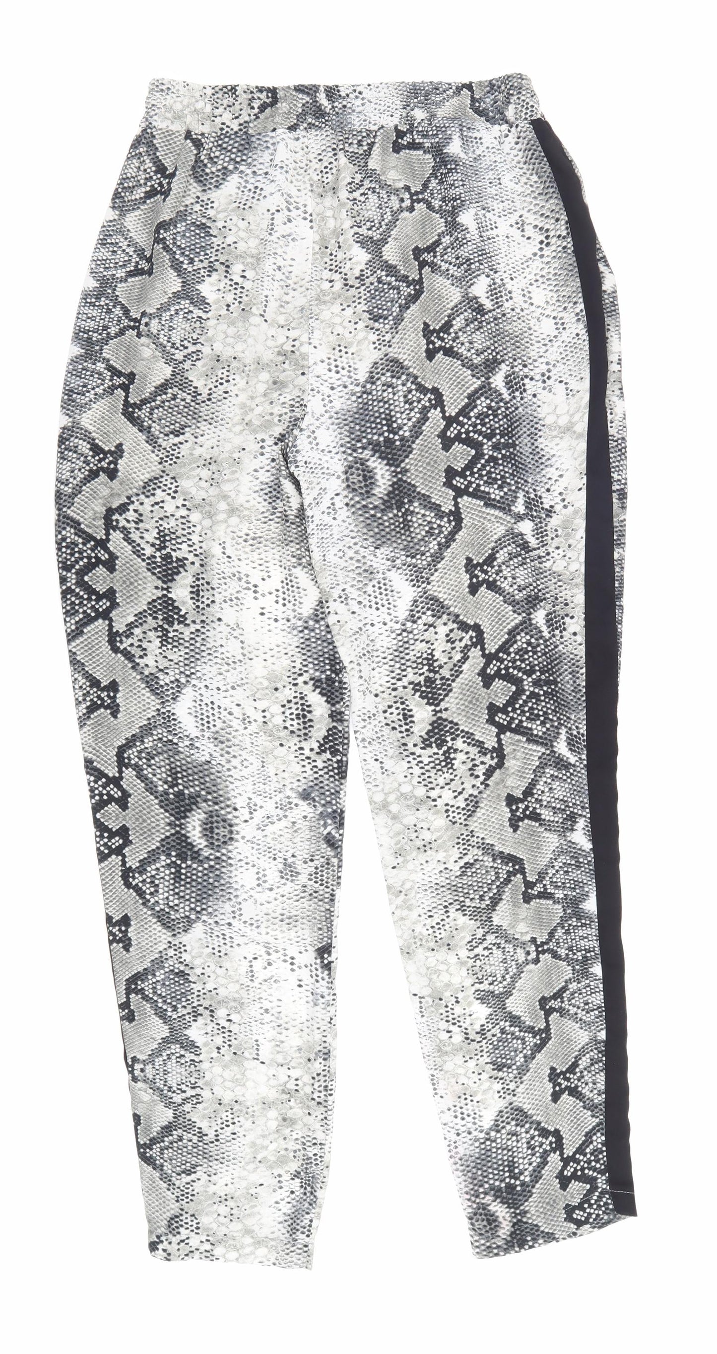 Primark Womens Grey Animal Print Polyester Trousers Size 10 L26 in Regular Lace Up - Snake Print