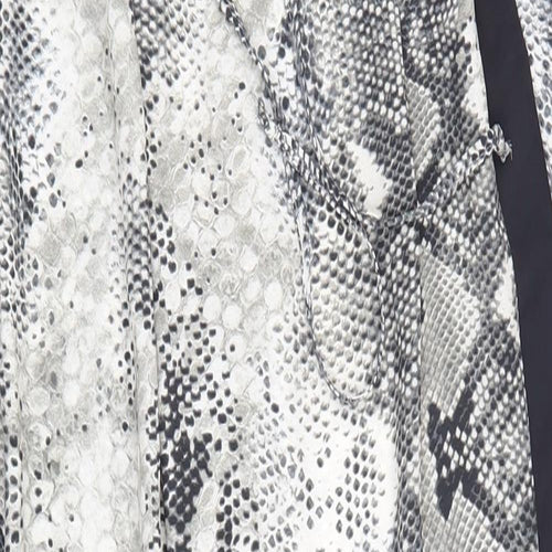 Primark Womens Grey Animal Print Polyester Trousers Size 10 L26 in Regular Lace Up - Snake Print