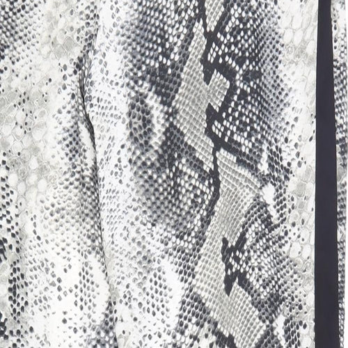 Primark Womens Grey Animal Print Polyester Trousers Size 10 L26 in Regular Lace Up - Snake Print