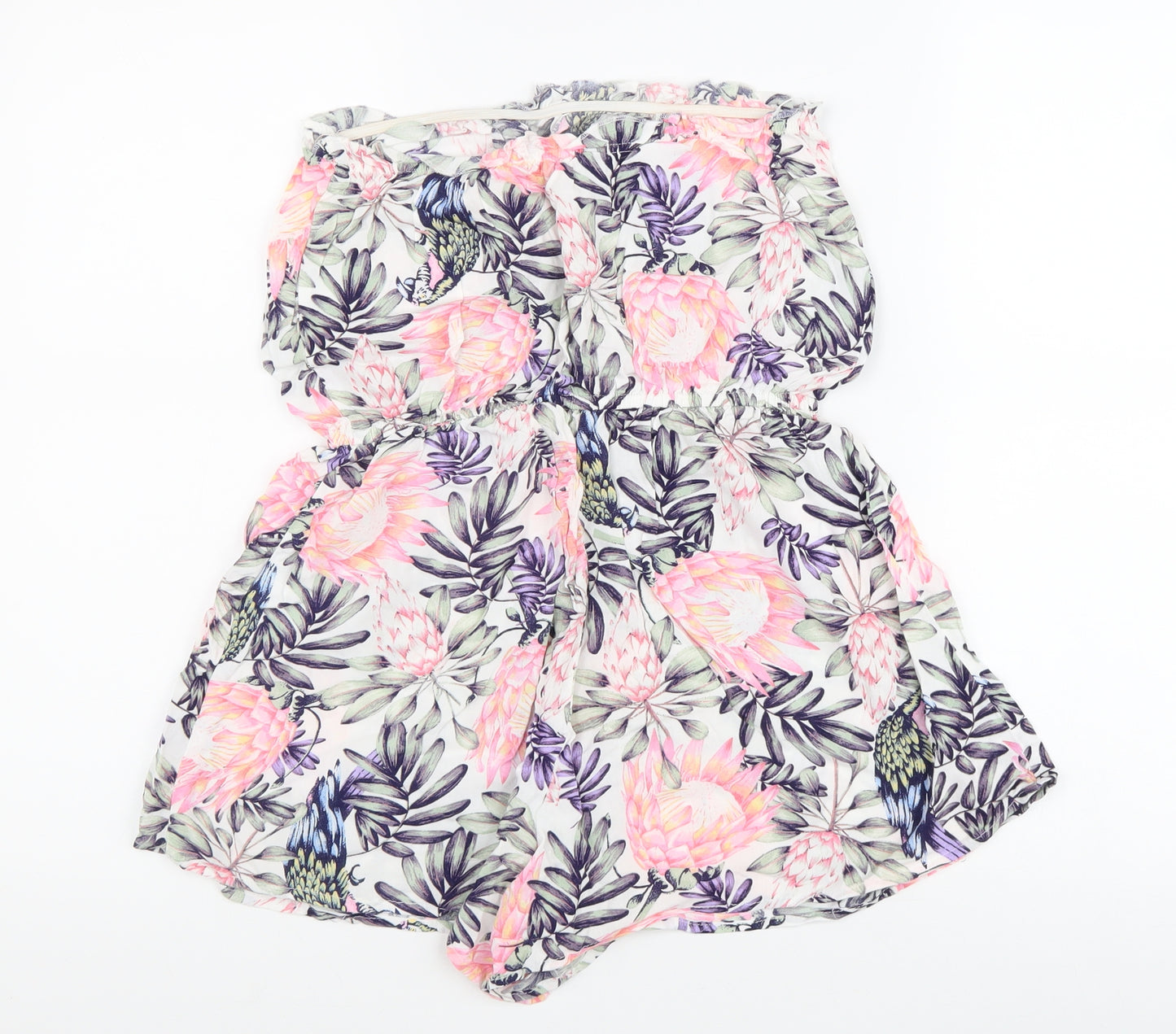 Divided Womens Multicoloured Colourblock Viscose Playsuit One-Piece Size 38 L3 in - Flowers