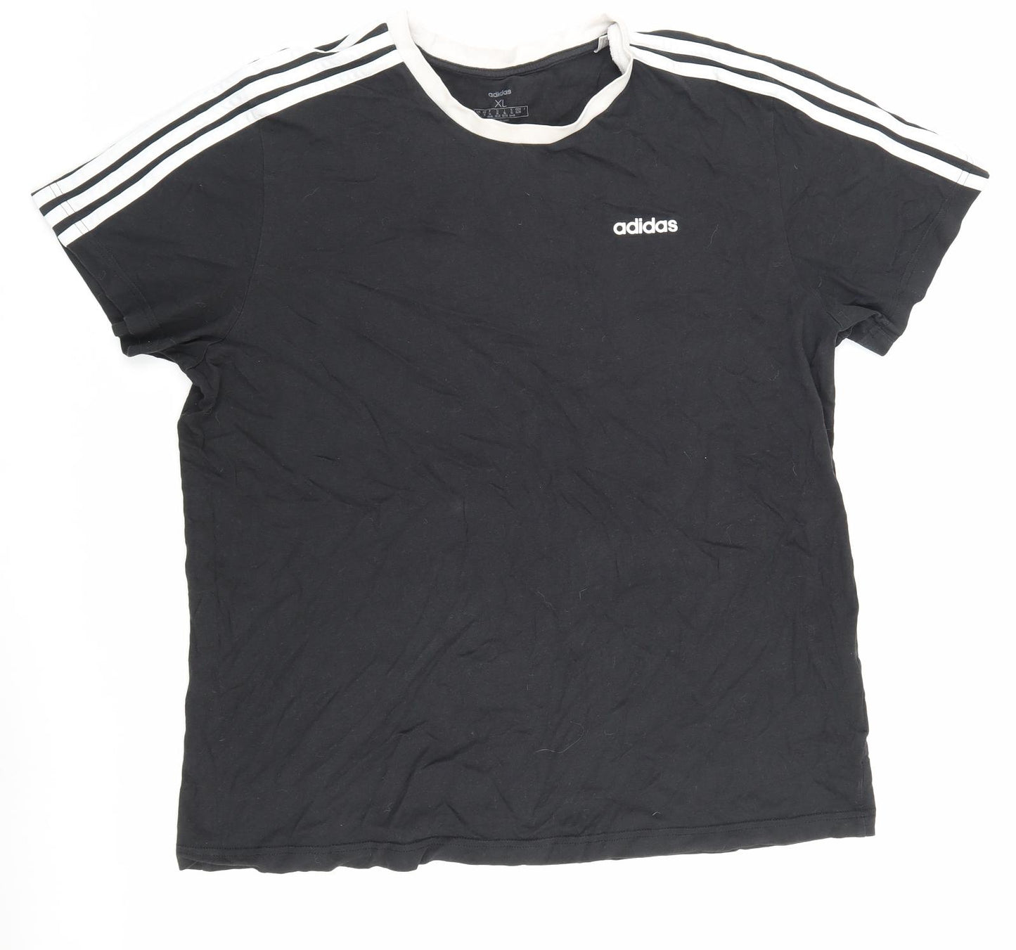 adidas Mens Black Cotton T-Shirt Size XL Round Neck