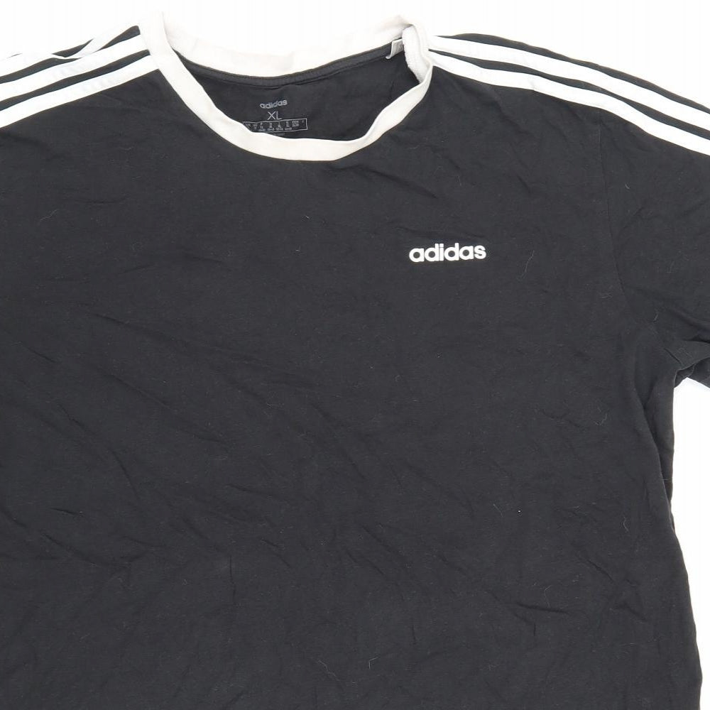 adidas Mens Black Cotton T-Shirt Size XL Round Neck