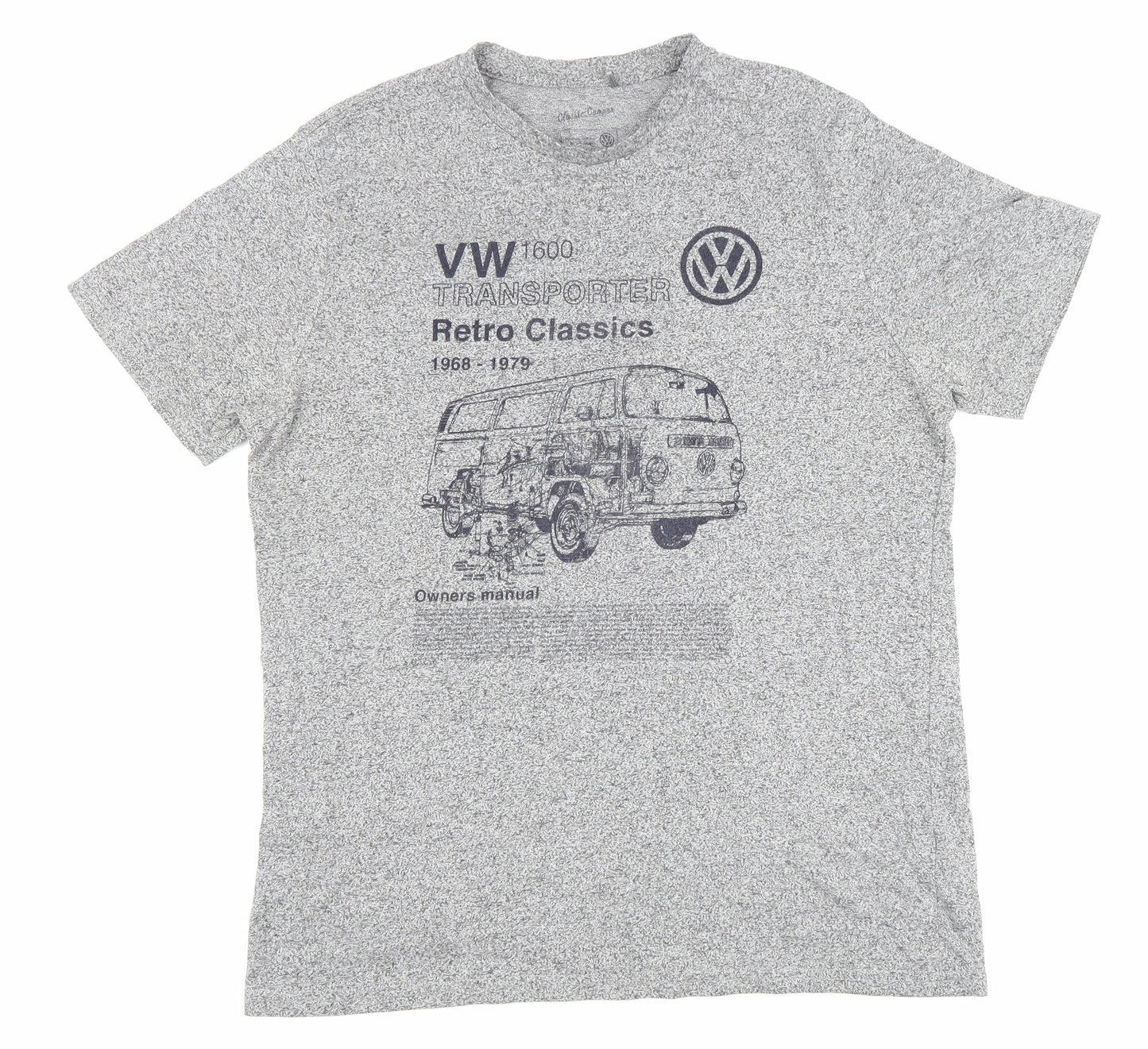 George Mens Grey Geometric Cotton T-Shirt Size L Round Neck - VW