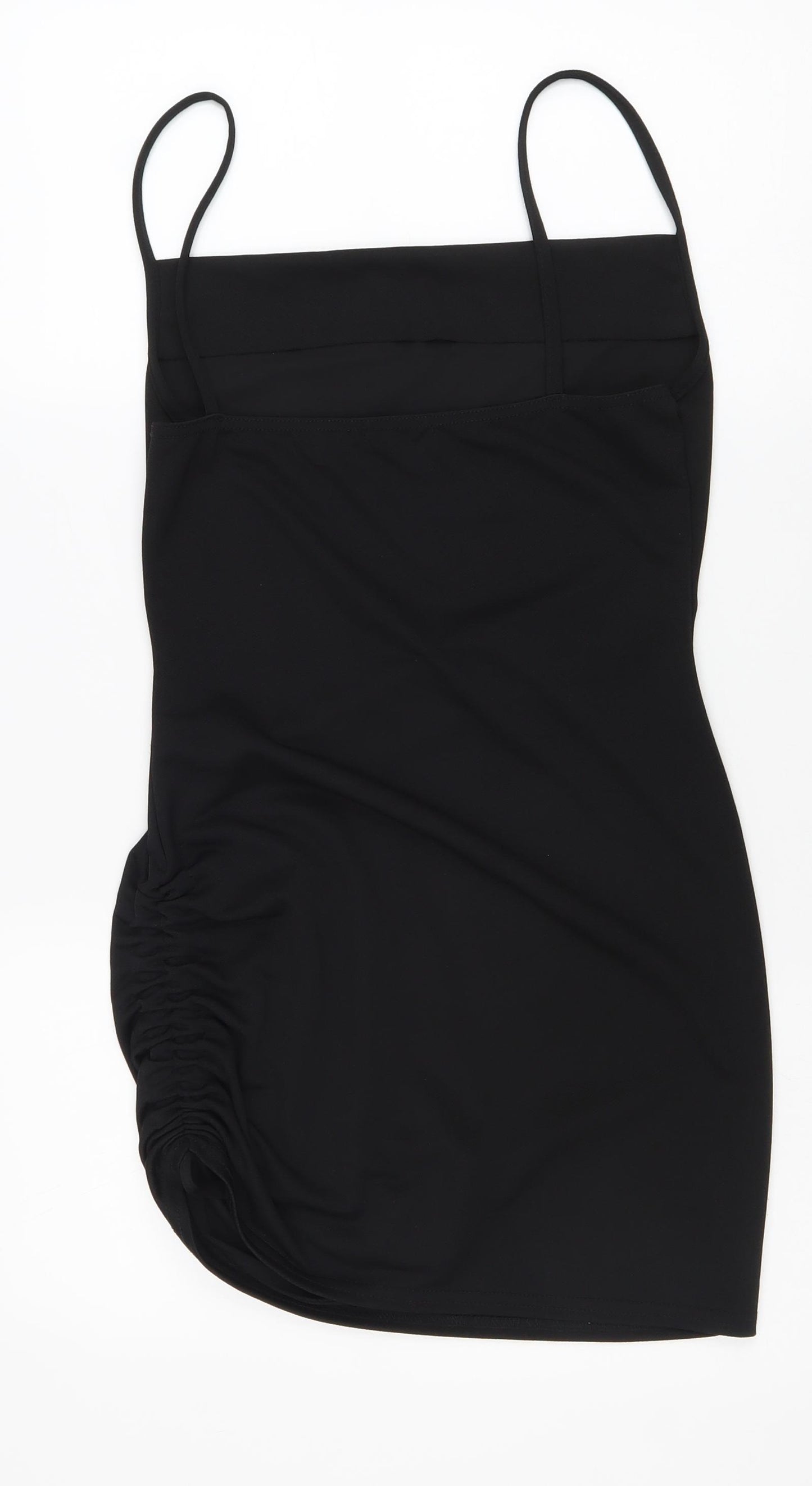 PRETTYLITTLETHING Womens Black Polyester Tank Dress Size 10 Round Neck