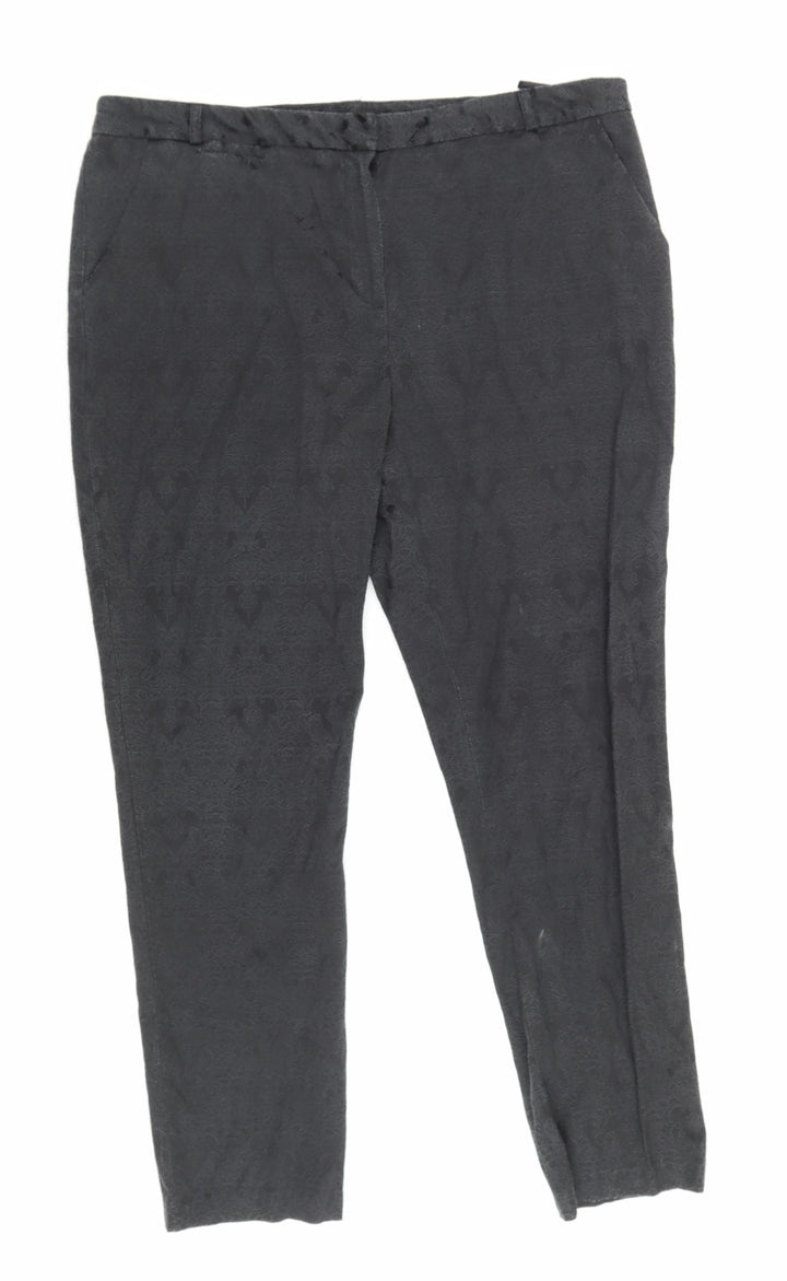 Atmosphere Womens Black Floral Polyester Bloomer Trousers Size 18 L28 in Regular Hook & Eye - Flowers
