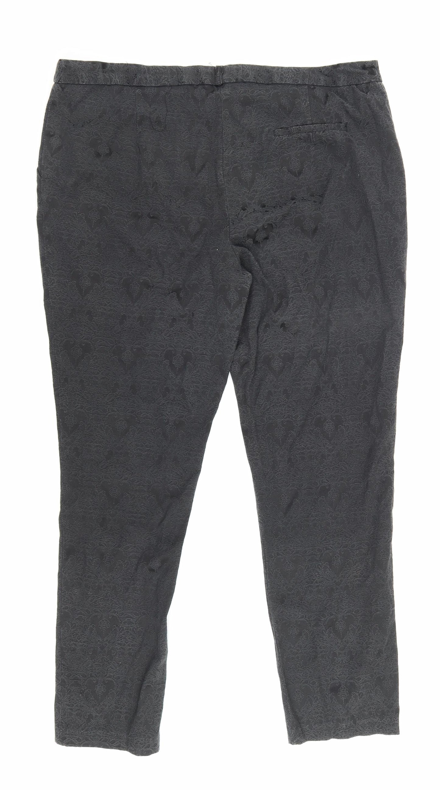 Atmosphere Womens Black Floral Polyester Bloomer Trousers Size 18 L28 in Regular Hook & Eye - Flowers