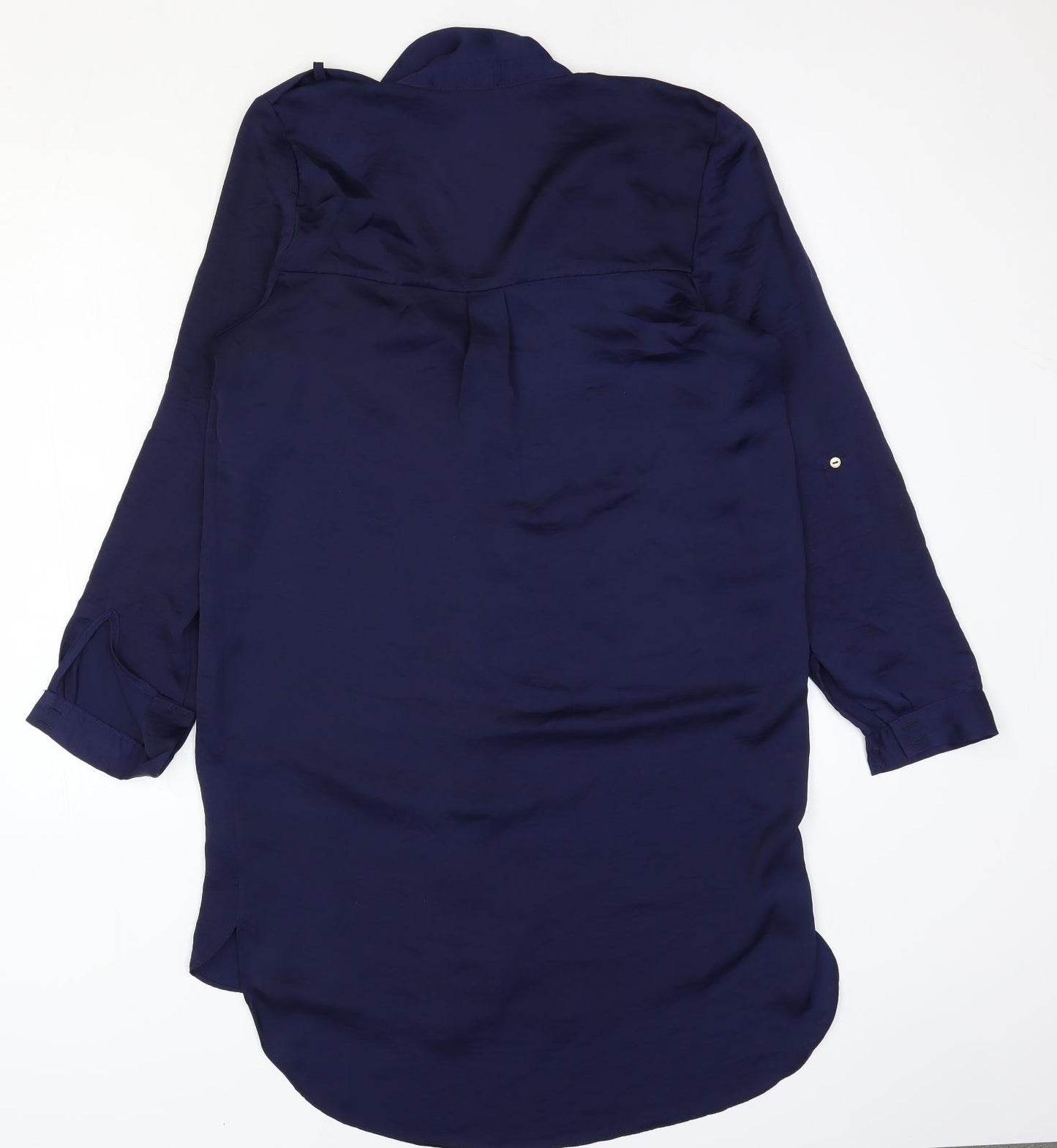 River Island Womens Blue Polyester Shirt Dress Size 10 Collared Button