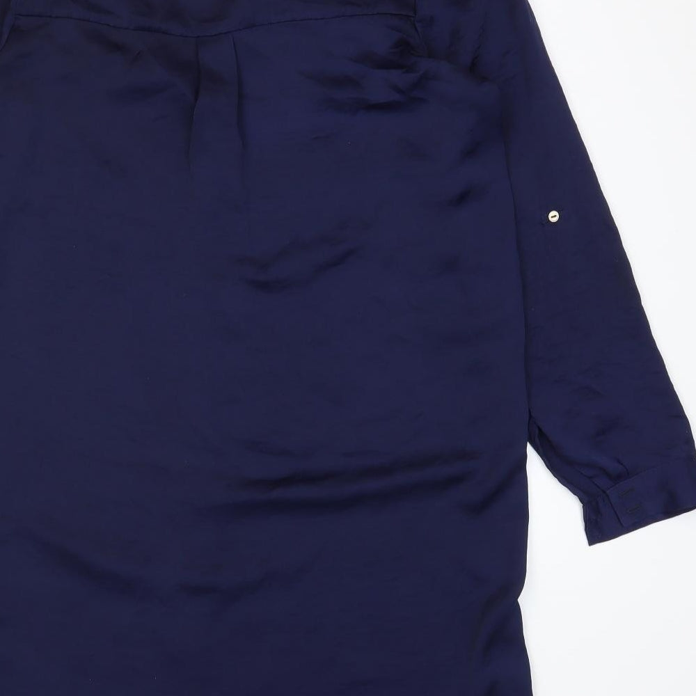 River Island Womens Blue Polyester Shirt Dress Size 10 Collared Button