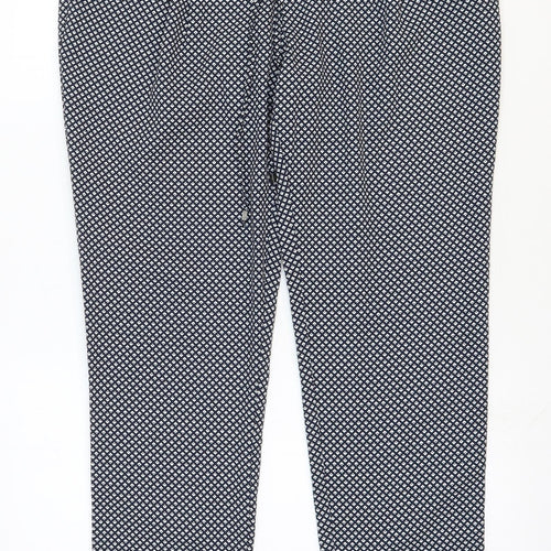 Gap Womens Black Geometric Polyester Carrot Trousers Size S L28 in Regular Drawstring