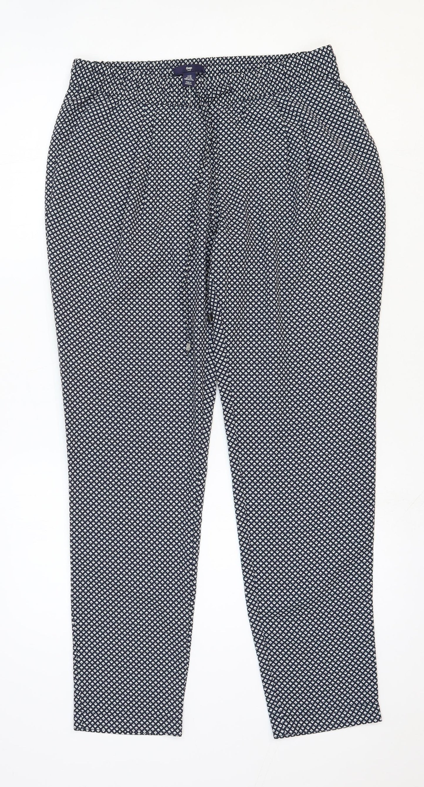 Gap Womens Black Geometric Polyester Carrot Trousers Size S L28 in Regular Drawstring