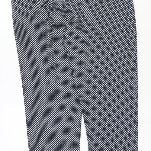Gap Womens Black Geometric Polyester Carrot Trousers Size S L28 in Regular Drawstring