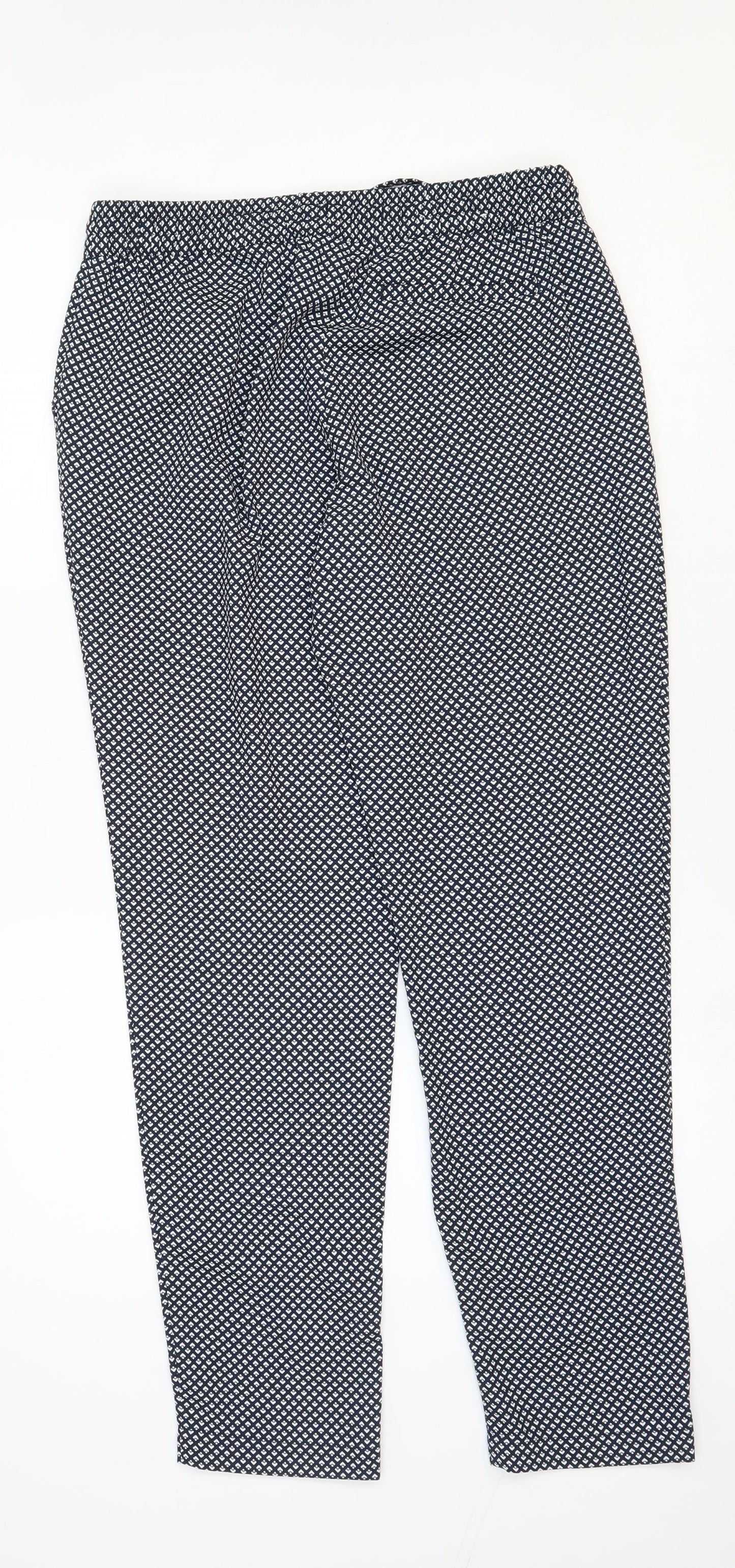 Gap Womens Black Geometric Polyester Carrot Trousers Size S L28 in Regular Drawstring