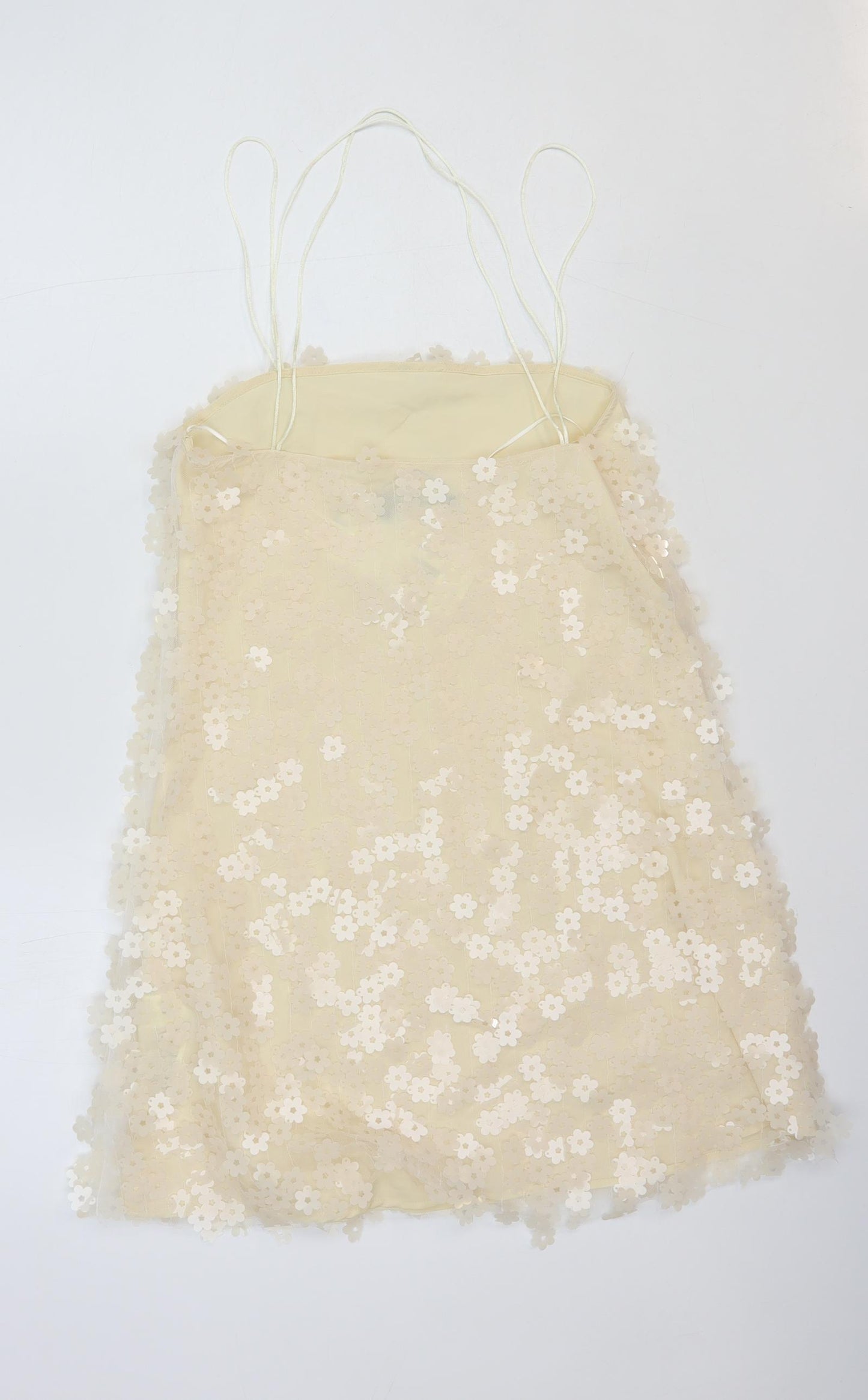 Zara Womens White Floral Polyester Mini Size S Square Neck Pullover