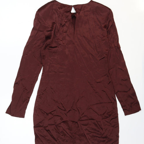 Zara Womens Brown Polyester Mini Size M Round Neck Pullover - Shoulder Pads