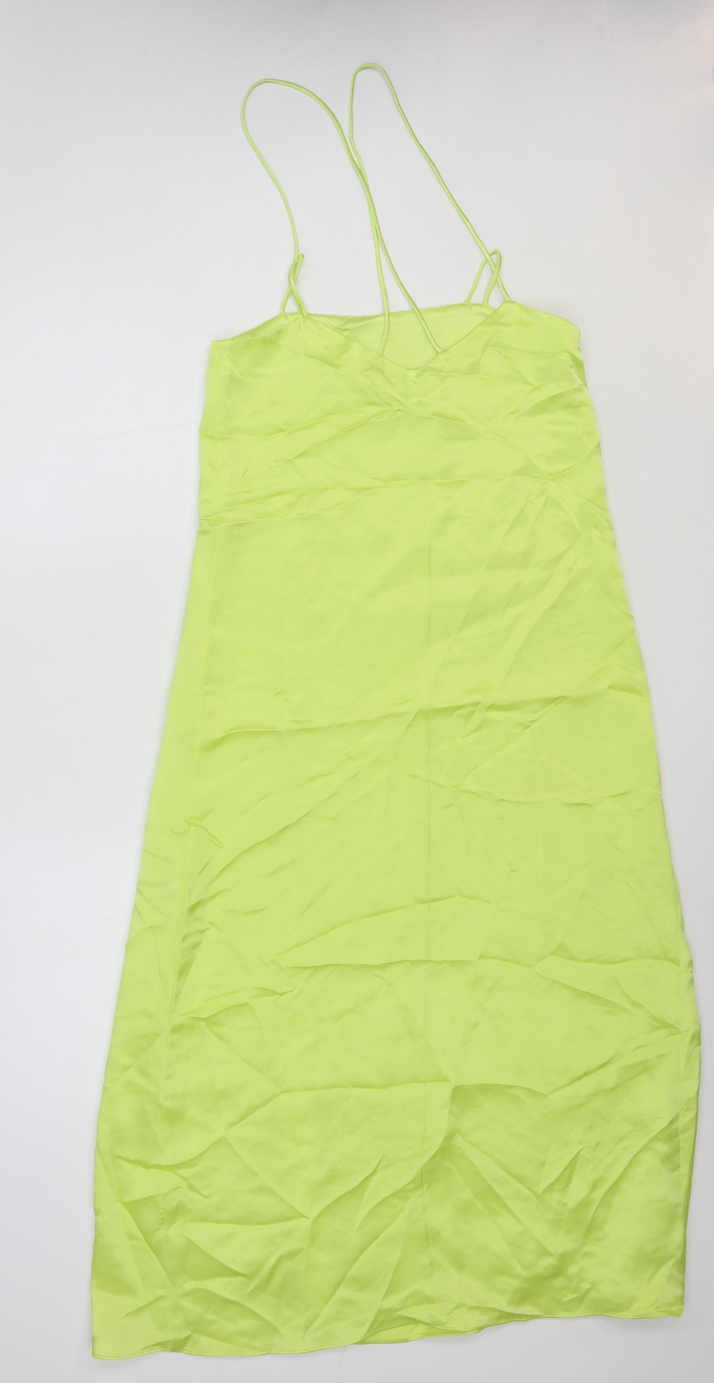 Zara Womens Green Polyester Slip Dress Size XS Square Neck Pullover