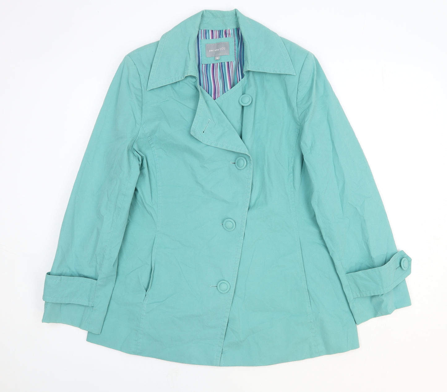 Marks and Spencer Womens Blue Trench Coat Coat Size 16 Button