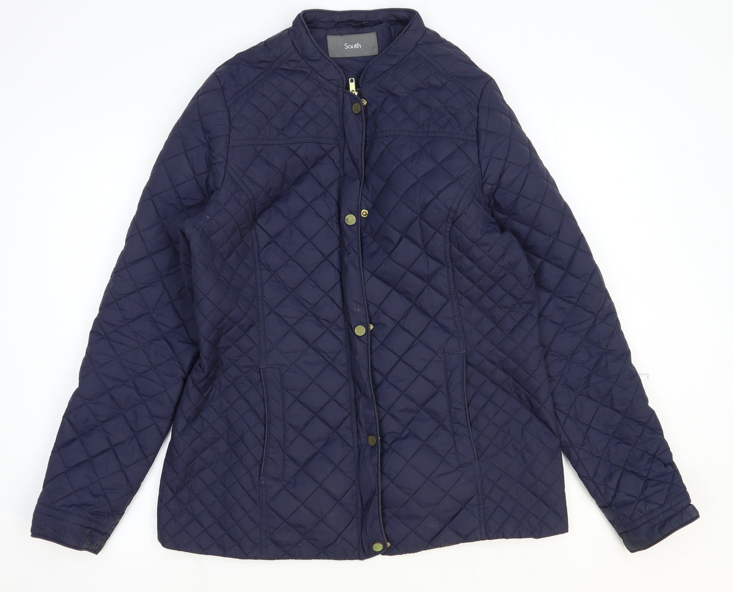 South Womens Blue Quilted Coat Size 14 Zip