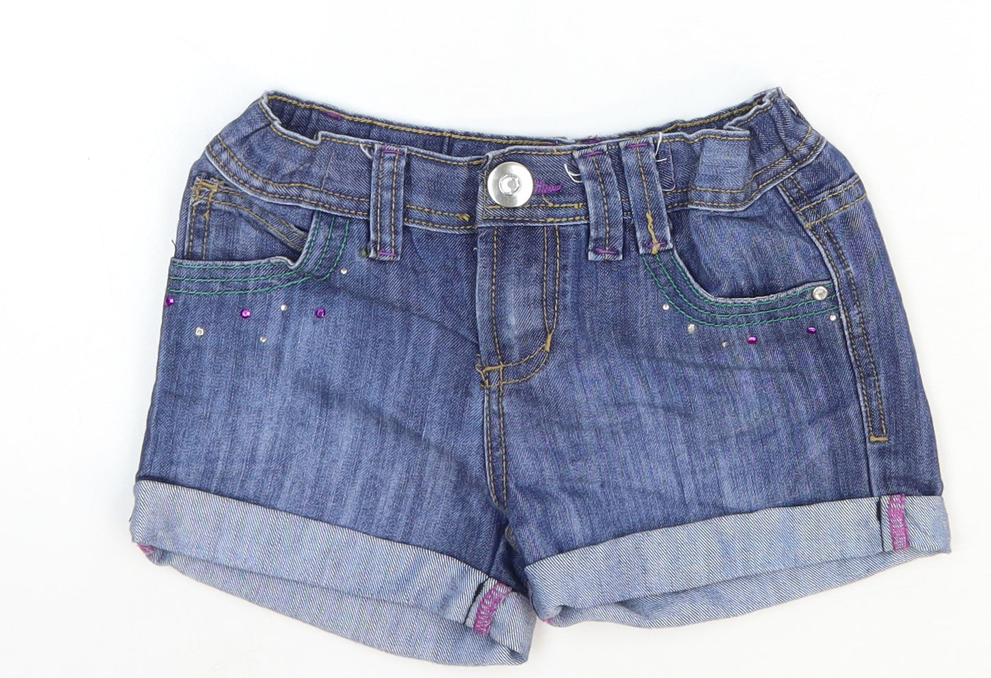 Cherokee Girls Blue Cotton Hot Pants Shorts Size 8-9 Years Regular Zip