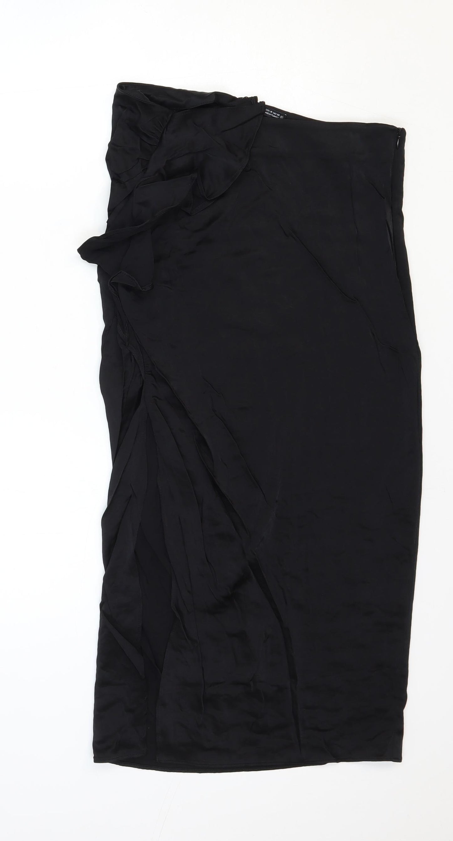 Zara Womens Black Polyester Straight & Pencil Skirt Size M Zip