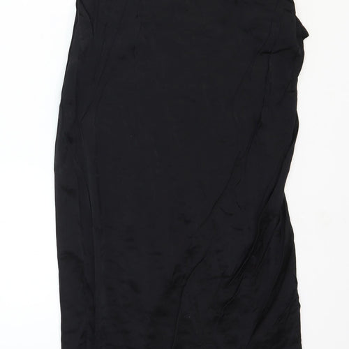 Zara Womens Black Polyester Straight & Pencil Skirt Size M Zip