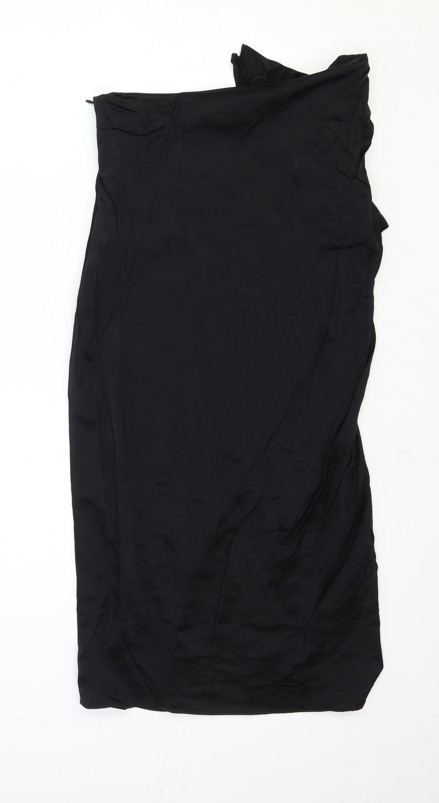 Zara Womens Black Polyester Straight & Pencil Skirt Size M Zip