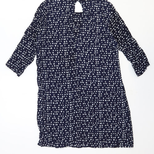 Glassons Womens Blue Geometric Polyester Shift Size 10 Round Neck Pullover