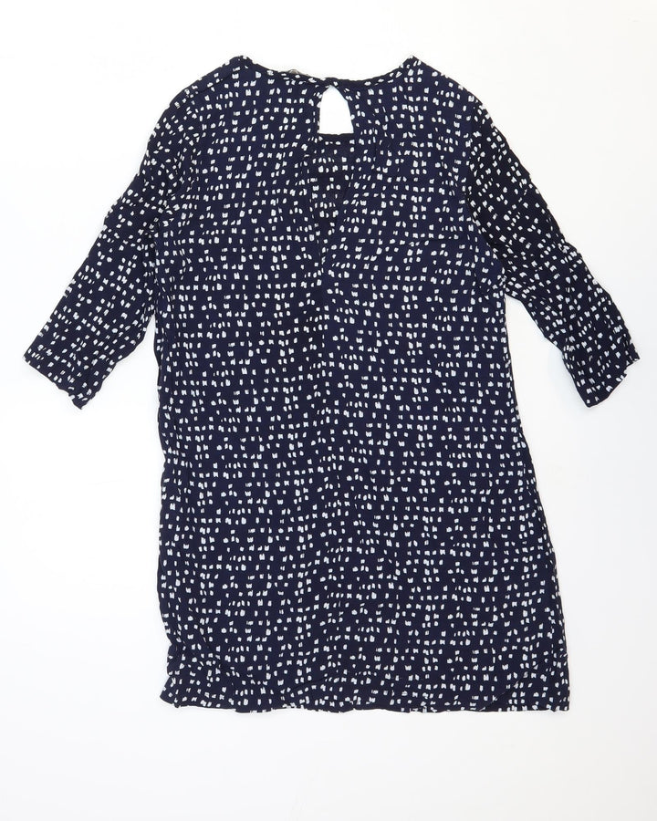 Glassons Womens Blue Geometric Polyester Shift Size 10 Round Neck Pullover