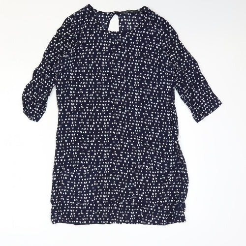 Glassons Womens Blue Geometric Polyester Shift Size 10 Round Neck Pullover