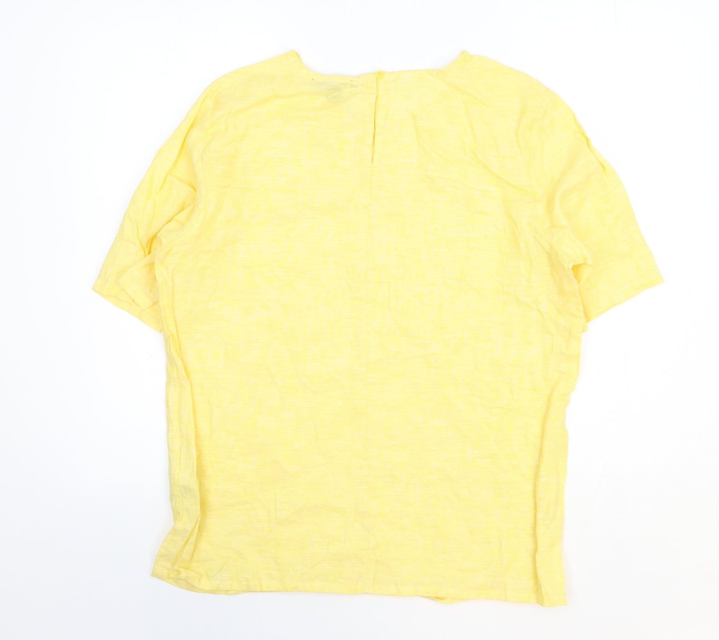 ESMARA Womens Yellow Linen Basic T-Shirt Size 12 Round Neck