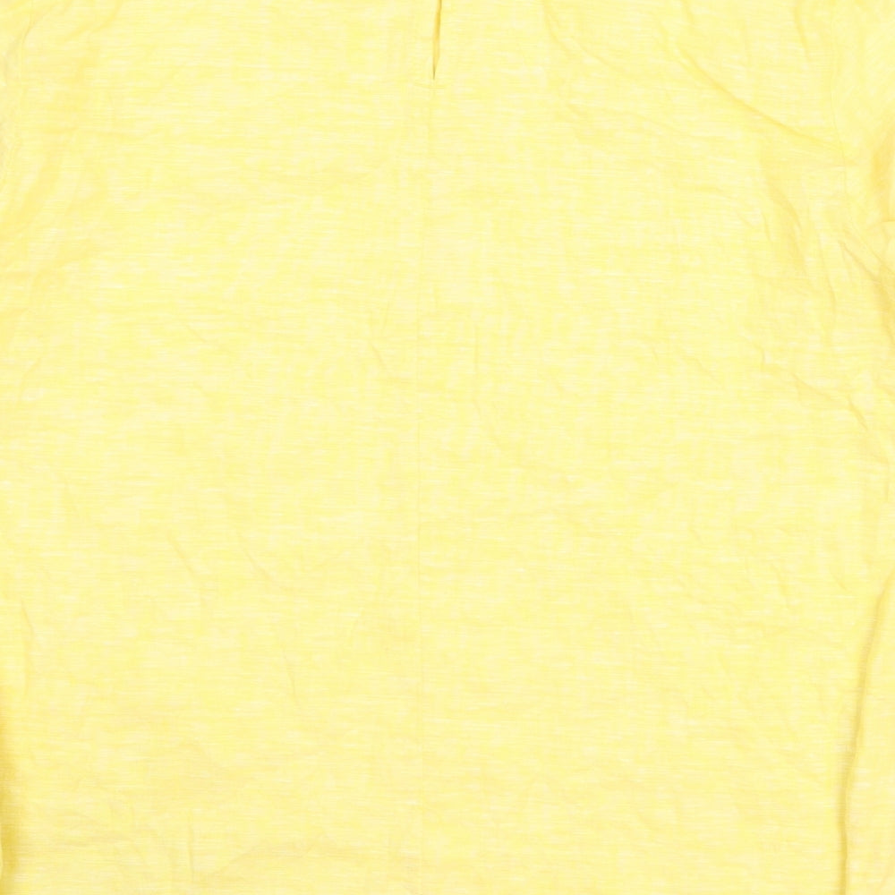 ESMARA Womens Yellow Linen Basic T-Shirt Size 12 Round Neck