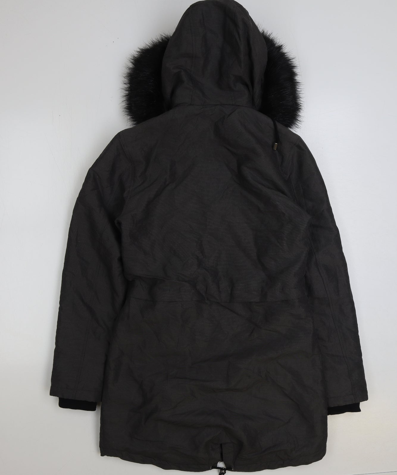 Marks and Spencer Womens Grey Parka Coat Size 6 Zip