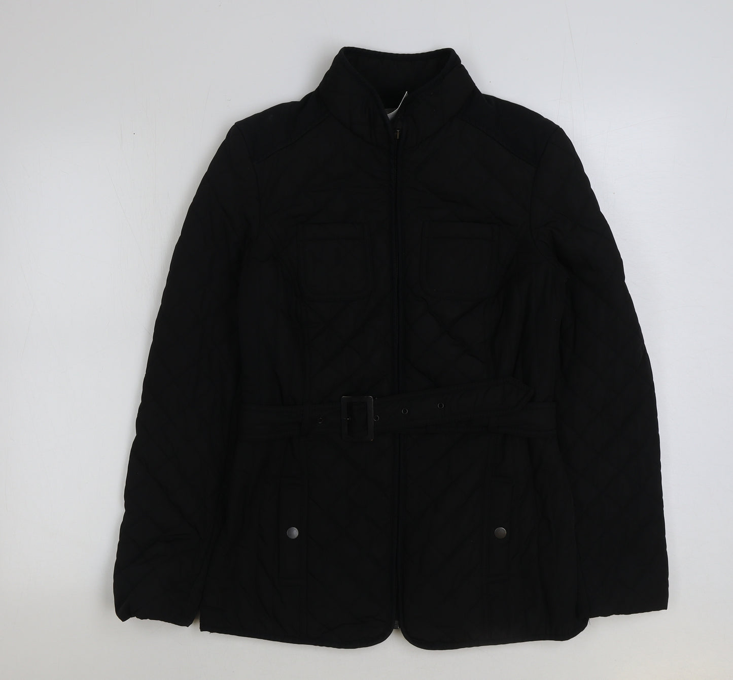BHS Womens Black Puffer Jacket Coat Size 10 Button