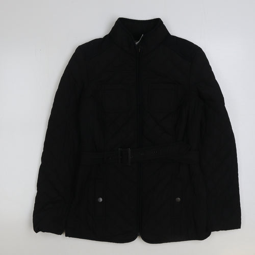 BHS Womens Black Puffer Jacket Coat Size 10 Button