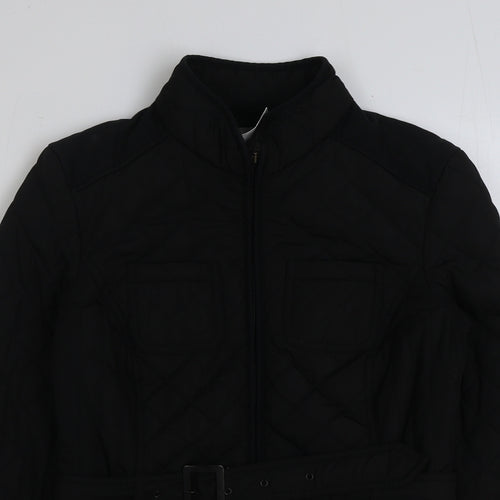 BHS Womens Black Puffer Jacket Coat Size 10 Button
