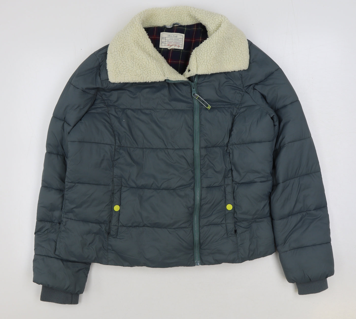 White Stuff Womens Blue Bomber Jacket Coat Size 12 Zip