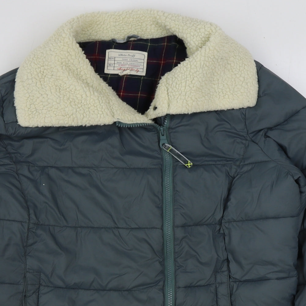 White Stuff Womens Blue Bomber Jacket Coat Size 12 Zip
