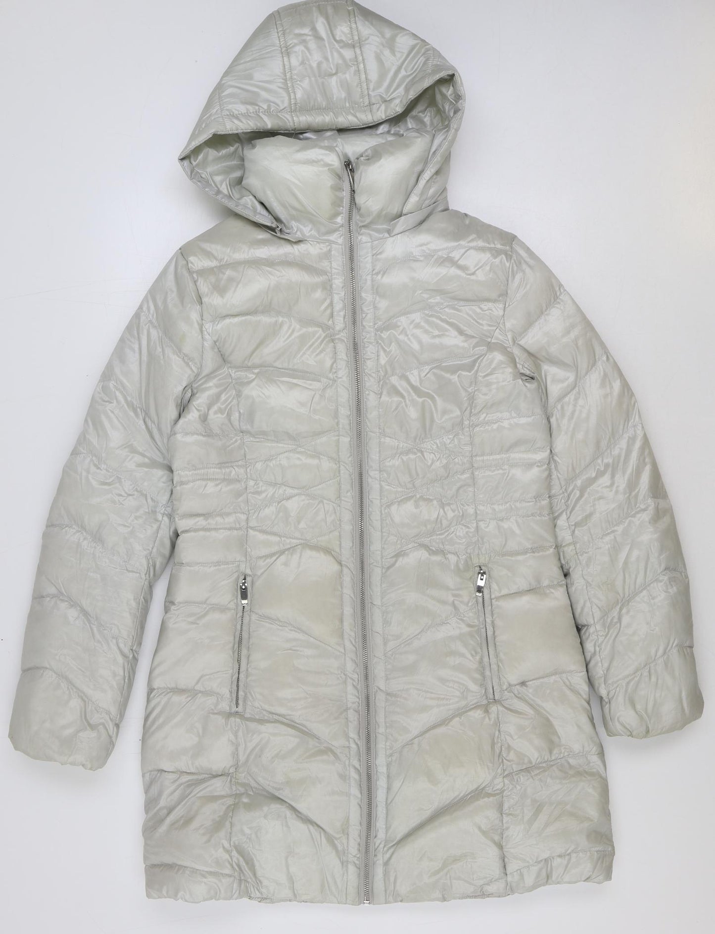 Via Spiga Womens White Puffer Jacket Coat Size M Zip