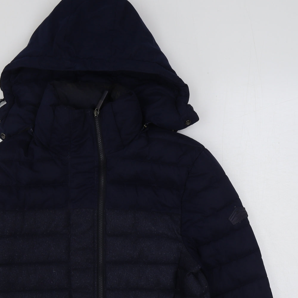 Superdry Mens Blue Bomber Jacket Coat Size L Zip