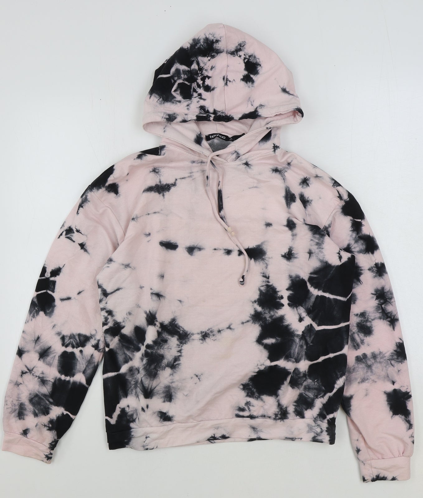 Boohoo Womens Pink Geometric Polyester Pullover Hoodie Size 10 Pullover