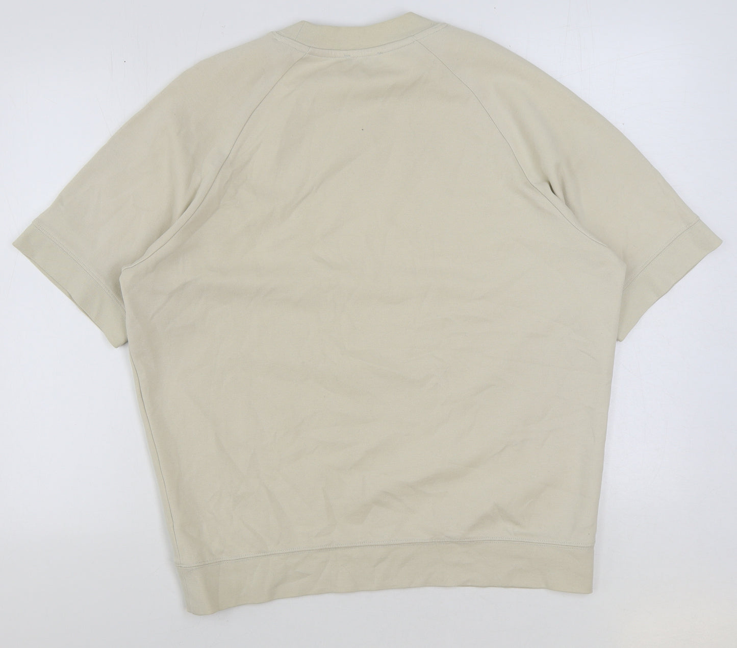Zara Womens Beige Cotton Basic T-Shirt Size M Round Neck