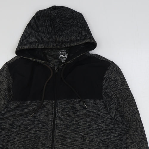 George Mens Grey Cotton Full Zip Hoodie Size XL