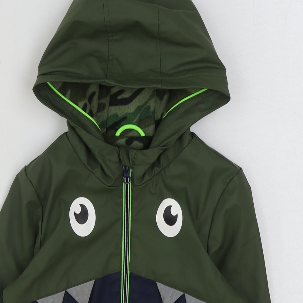 F&F Boys Multicoloured Colourblock Jacket Coat Size 2-3 Years Zip - Crocodile Print