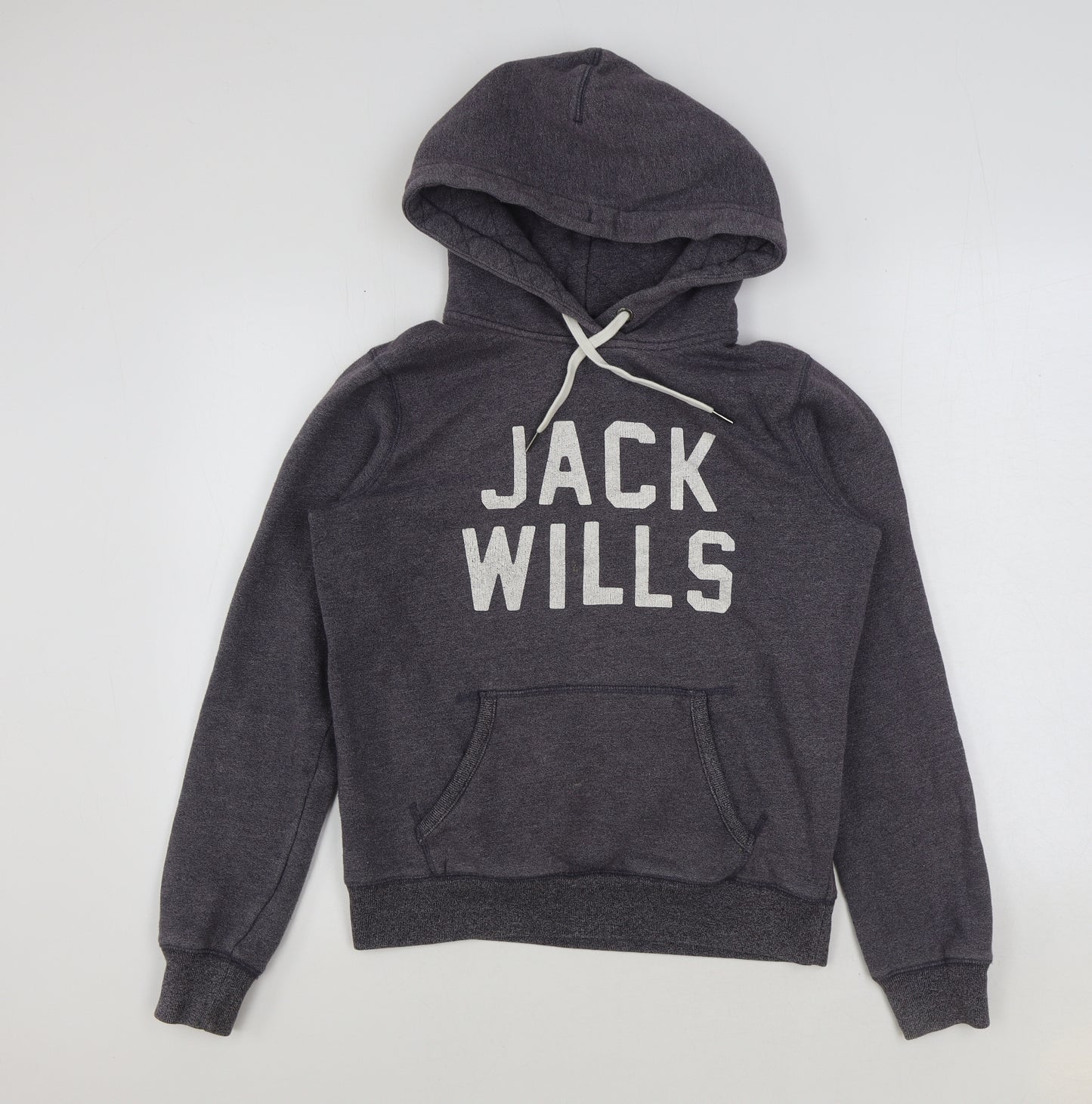 Jack Wills Womens Grey Cotton Pullover Hoodie Size 12 Pullover